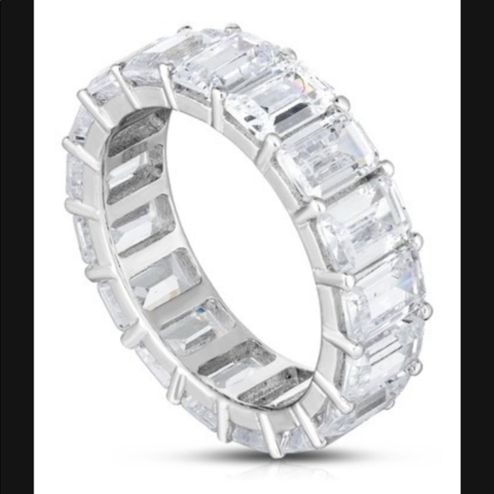 Sphera Milano 18K White Gold Baguette CZ Band Ring